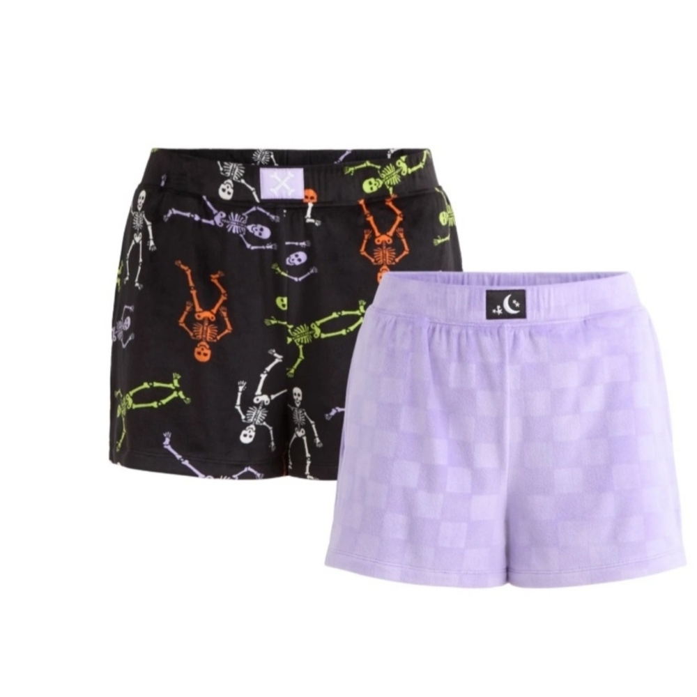 Skeleton Print and Lavender Women's Shorts Set